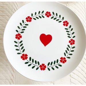 Cake Plate Pedestal Lillian Vernon Love Hearts 1980s flowers Porcelain Vintage